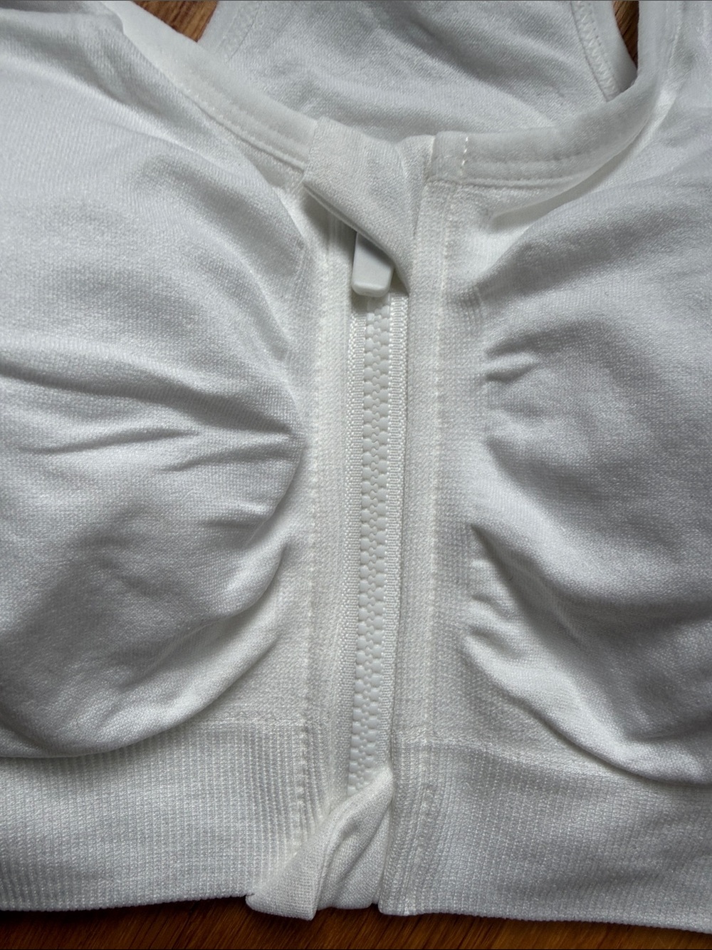 Front-Zip White Racerback Bra - Picture 2 of 4